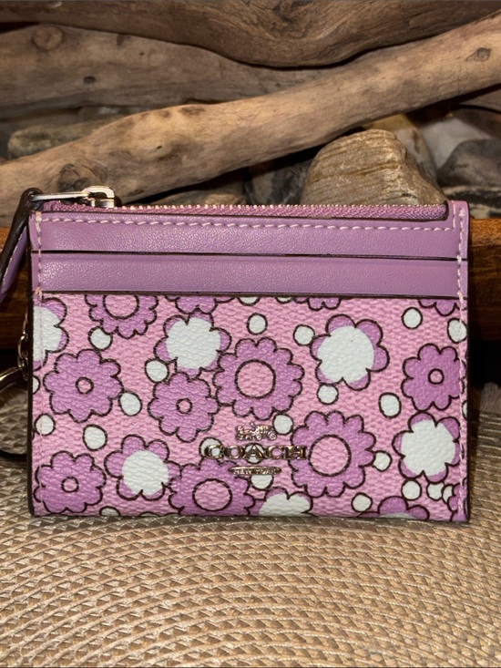 Coach Accessories - Coach Pink Floral Zip Card Case